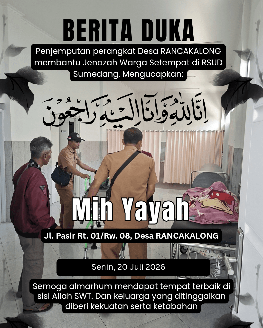 Penjemputan perangkat Desa Rancakalong membantu jenazah warga setempat. 